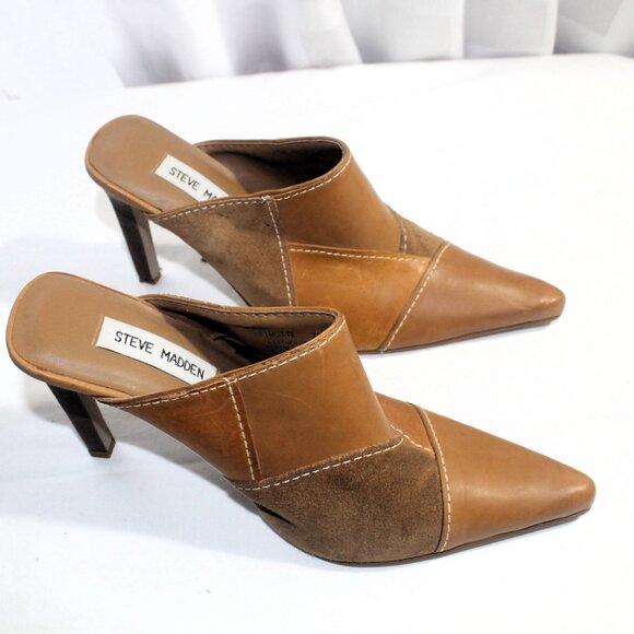 Steve Madden Tributte Patchwork Colorblock Leather Mules, Heels, 7.5, NWT No Box - Picture 1 of 9